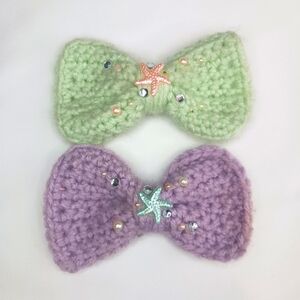 Knitted Set of Mermaid Hair Bows.